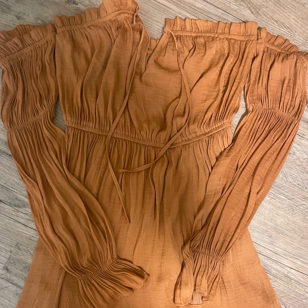 Rust Off-Shoulder Dress
